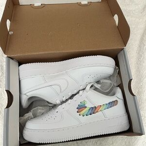 Nike Kids White Sneakers with Colorful Accents
